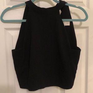 High neck open back crop top Sz sm